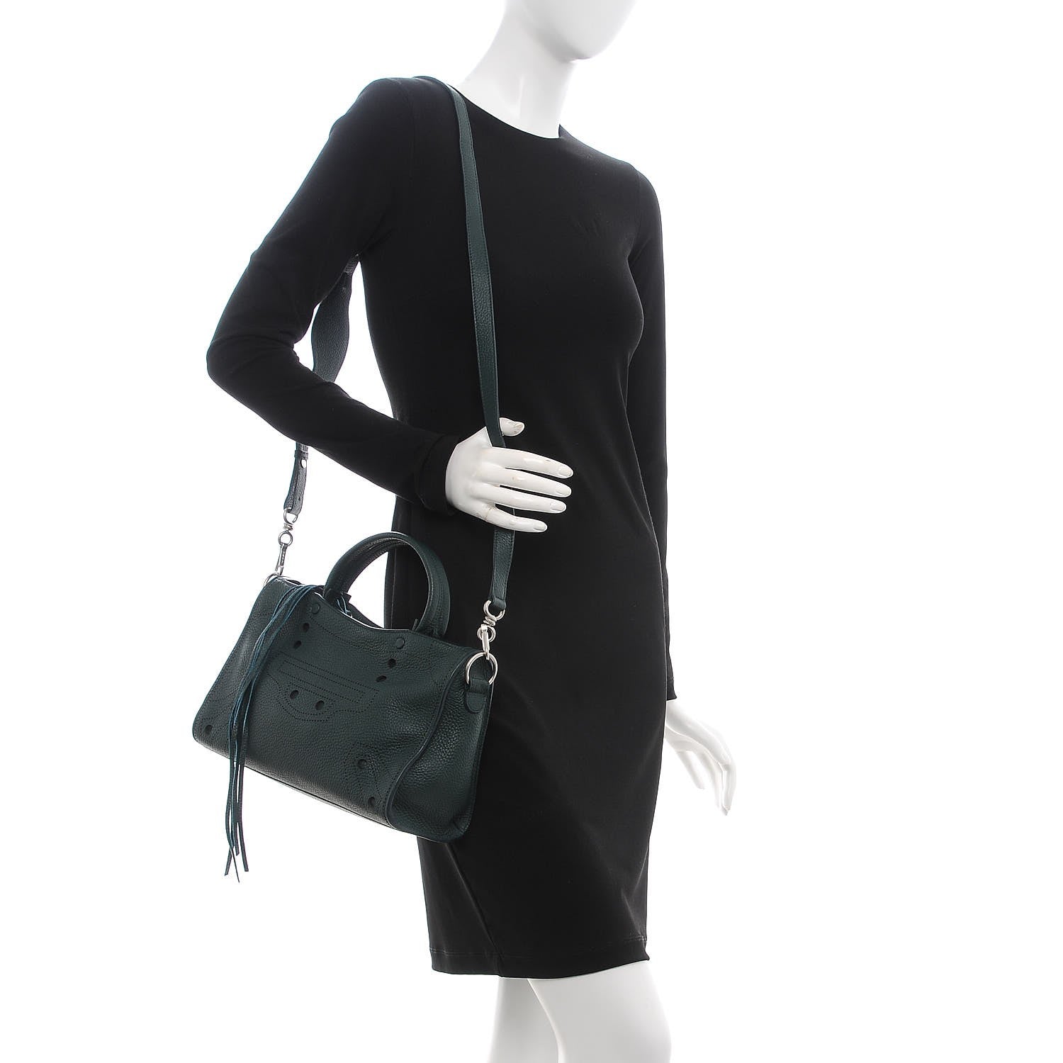 Balenciaga Veau Grana Perforated Blackout Hardware S City Verde 2 of 9