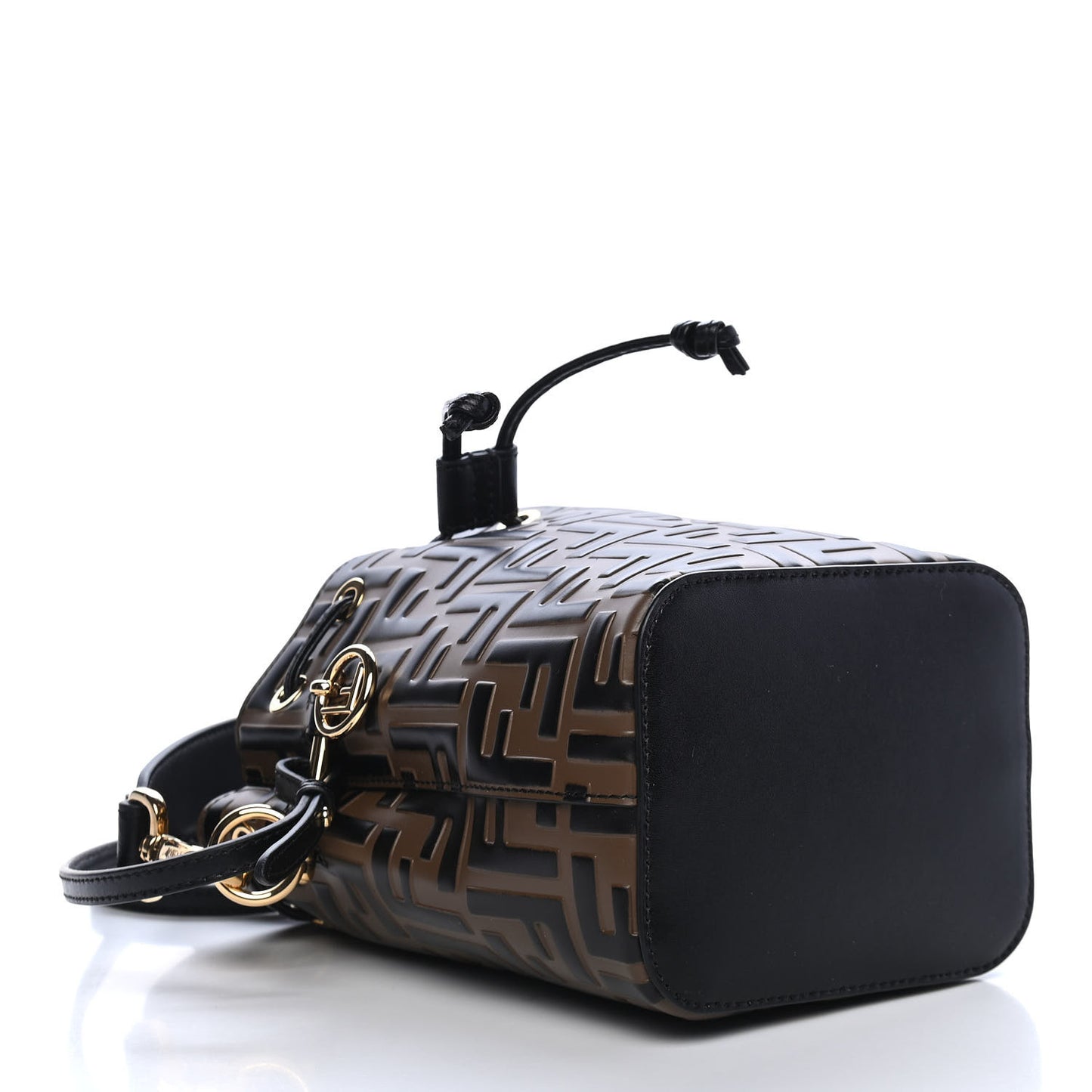 Vitello Liberty F is Fendi Bi-Color FF 1974 Embossed Mini Mon Tresor Bucket Bag Maya Black