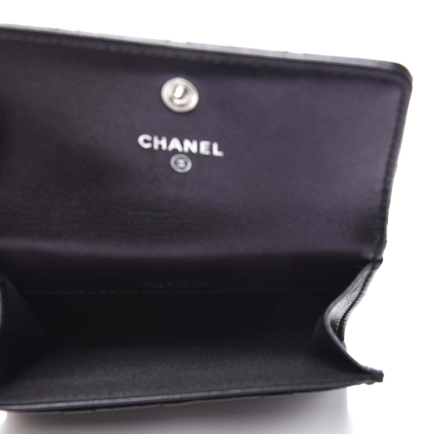 Chanel Distressed Patent Quilted Flap Card Holder Black 4 of 10