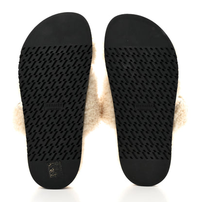 Hermes Woolskin Womens Chypre Sandals 37.5 Ecru 4 of 6
