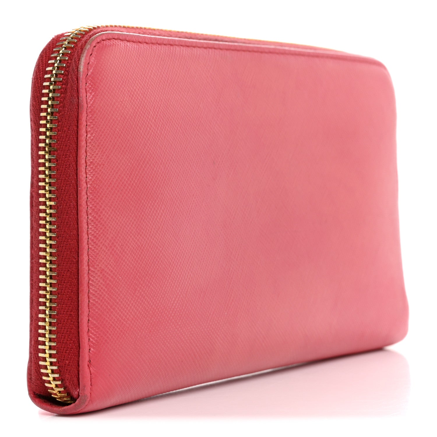 Prada Saffiano Fiocco Bow Zip Around Wallet Peonia 3 of 15