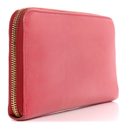 Prada Saffiano Fiocco Bow Zip Around Wallet Peonia 3 of 15