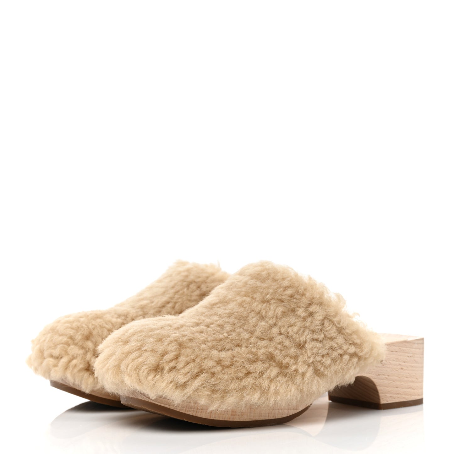Shearling Lambskin Clogs 38 Beige