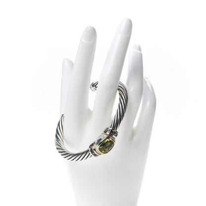 David Yurman Sterling Silver 14K Yellow Gold Lemon Citrine Iolite Noblesse Cable Bracelet 2 of 5