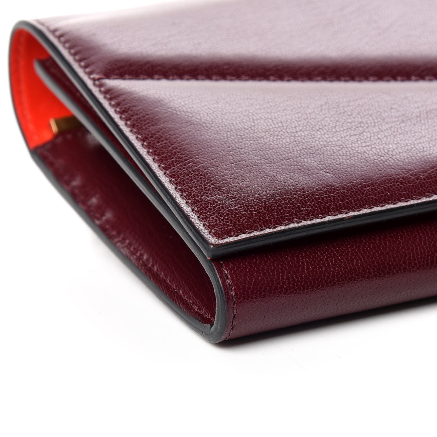 Goatskin Edge Chain Wallet Aubergine