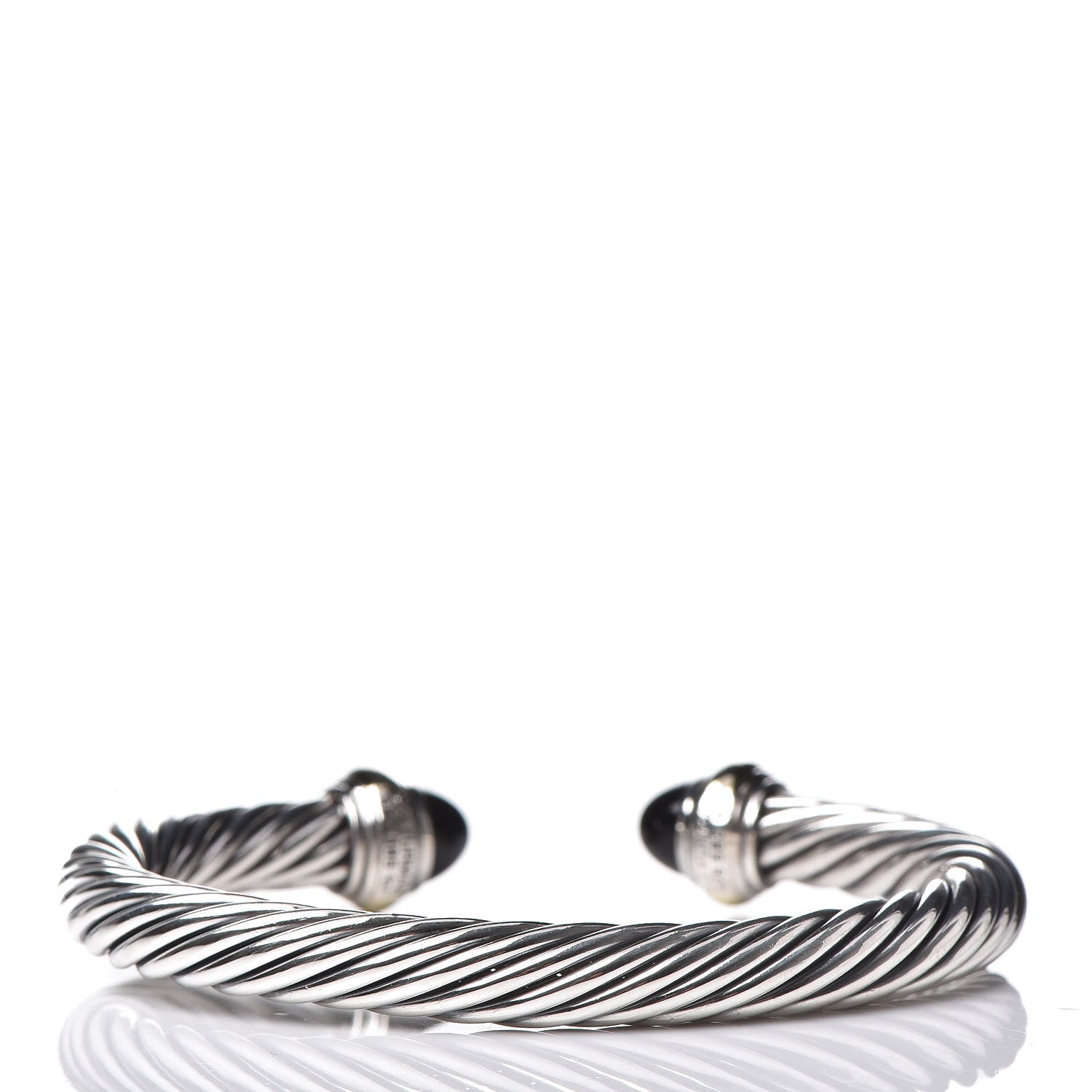 David Yurman Sterling Silver 14K Yellow Gold Black Onyx 7mm Cable Classics Bracelet 3 of 5