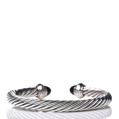 David Yurman Sterling Silver 14K Yellow Gold Black Onyx 7mm Cable Classics Bracelet 3 of 5