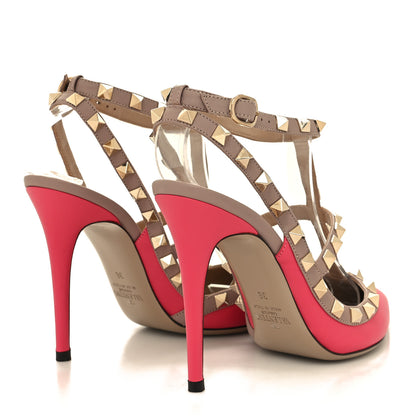 Valentino Garavani Calfskin Nappa Rockstud Ankle Strap 100mm Pumps 36 Deep Fuxia Poudre 4 of 10