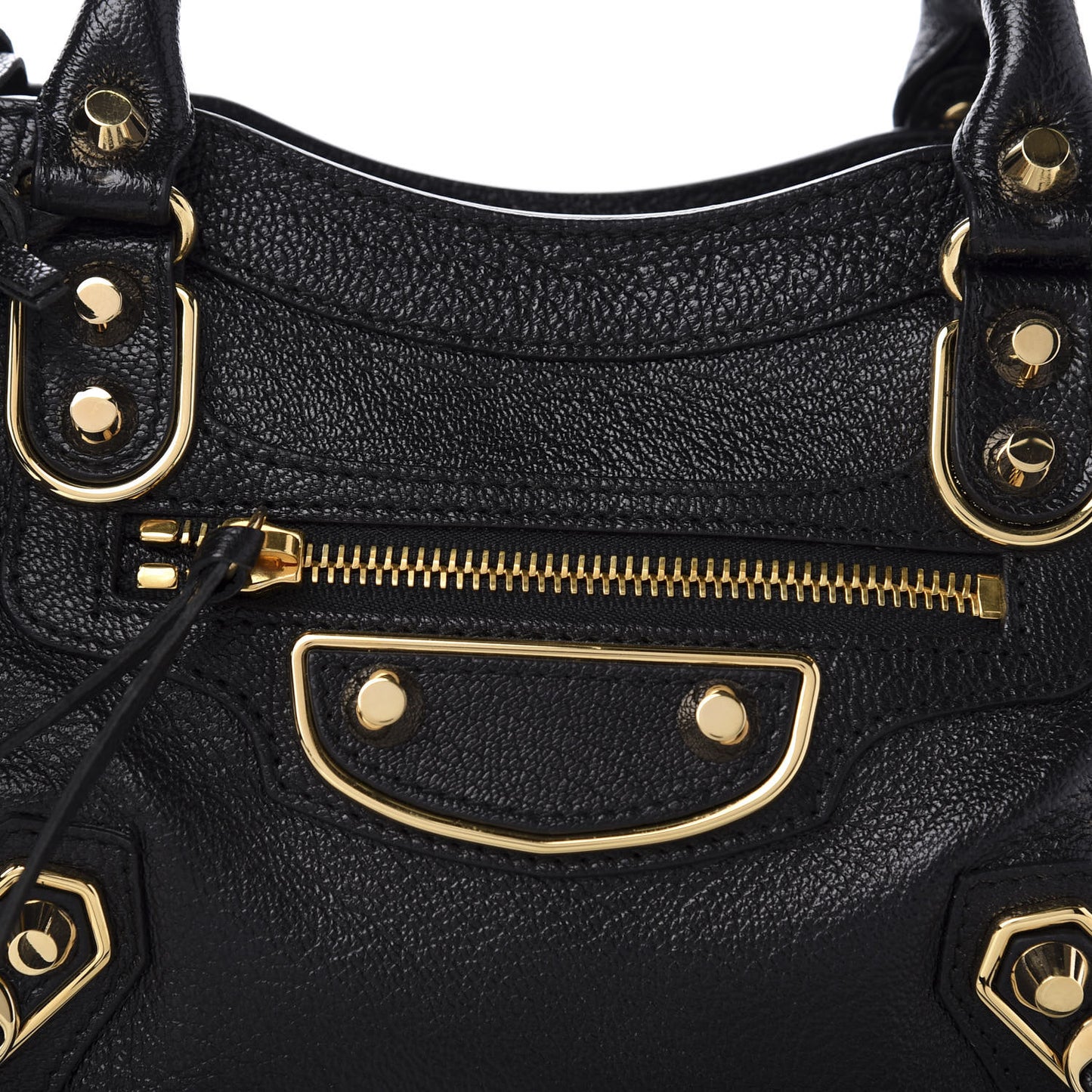 Chevre Gold Metallic Edge Hardware Mini City Black