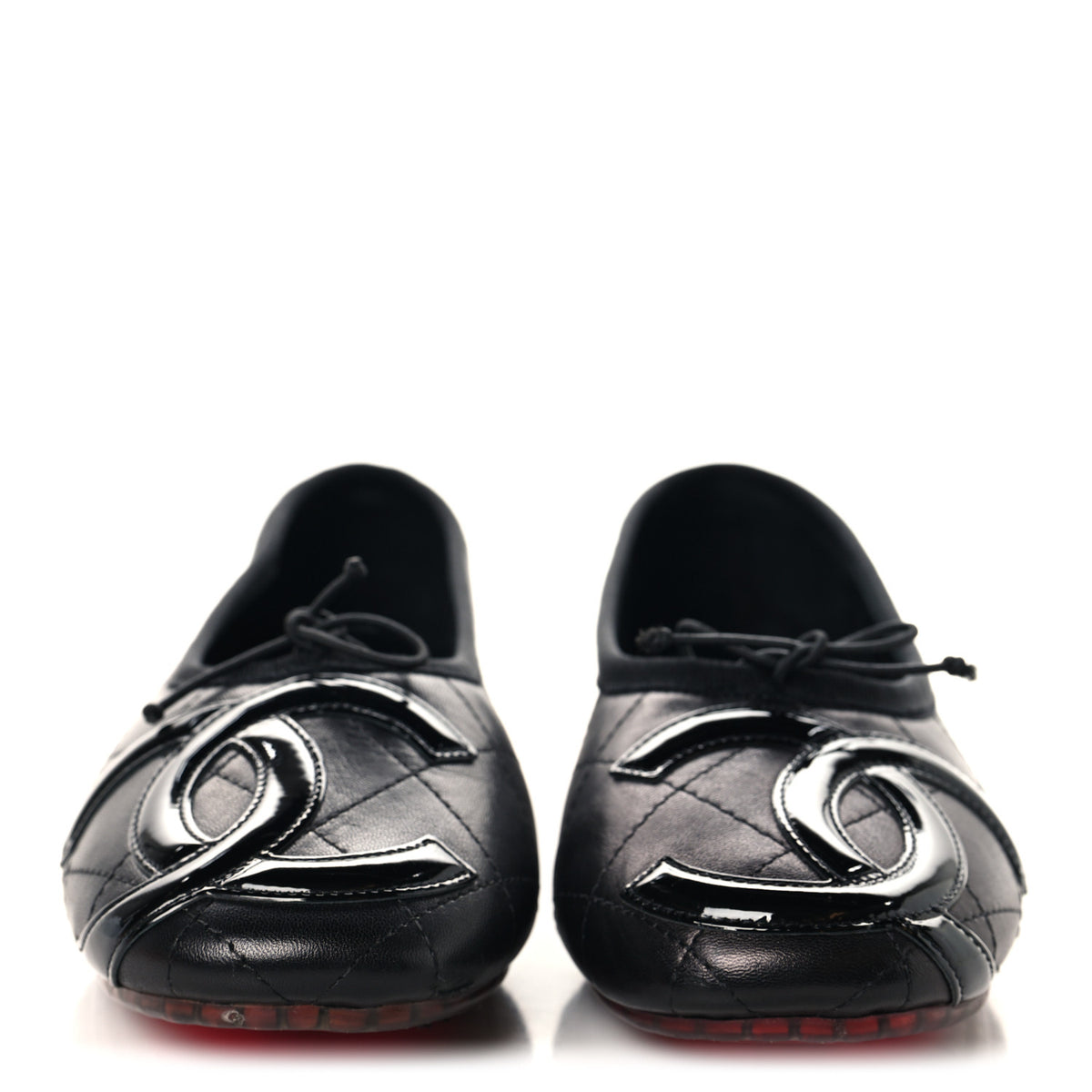 Lambskin Quilted Cambon Ballerina Flats 36.5 Black