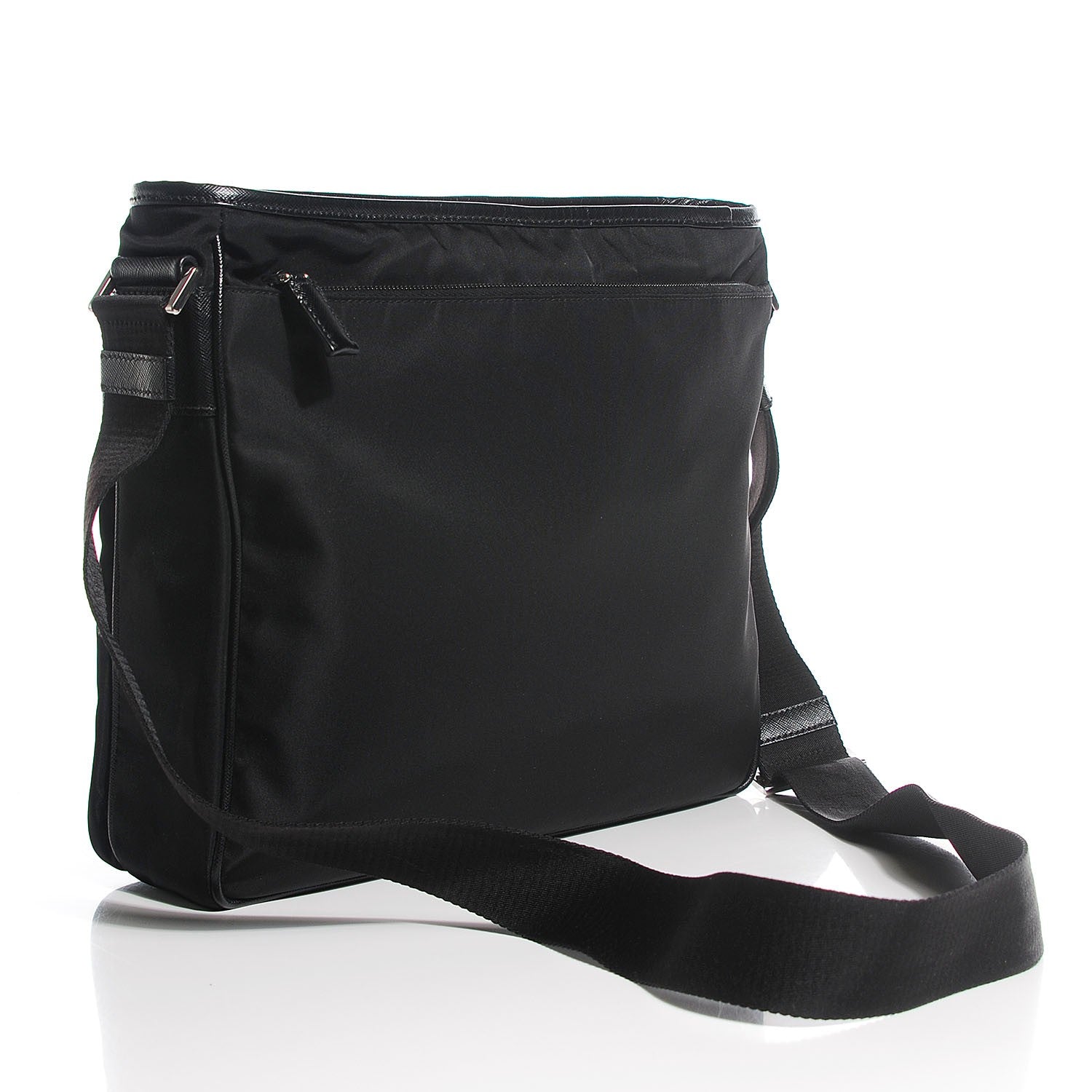 Prada Tessuto Nylon Saffiano Flat Messenger Bag Black 12 of 18