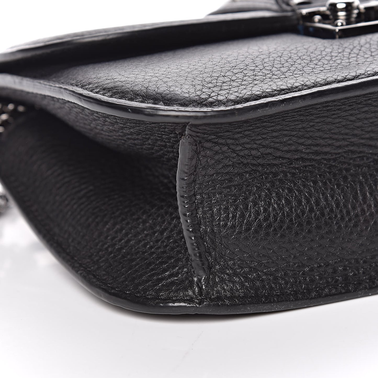 Pebbled Calfskin Small Glam Lock Rockstud Flap Black