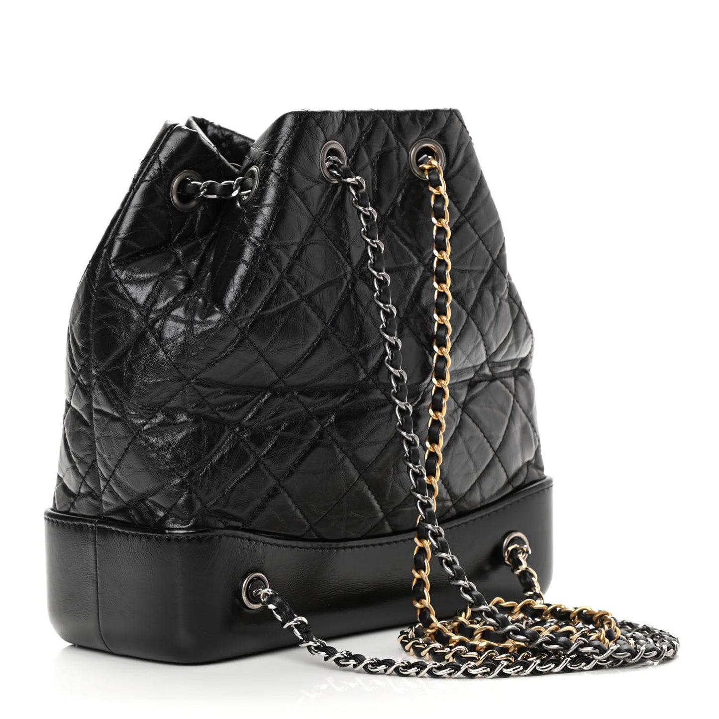 Aged Calfskin Quilted Small Gabrielle Backpack Black