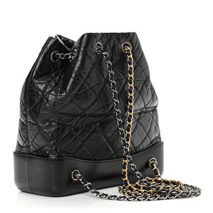 Chanel Aged Calfskin Quilted Small Gabrielle Backpack Black 3 of 12