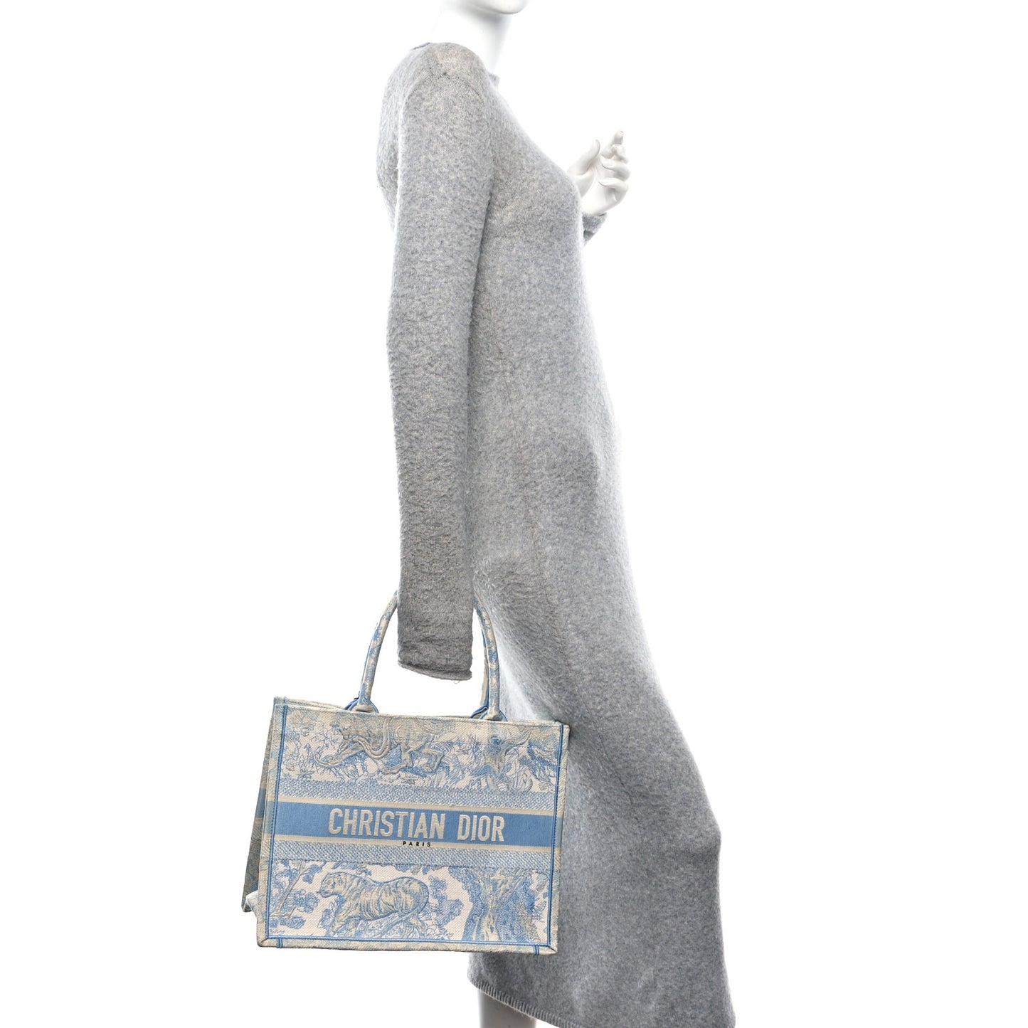 Canvas Embroidered Medium Dioriviera Toile De Jouy Book Tote Light Blue