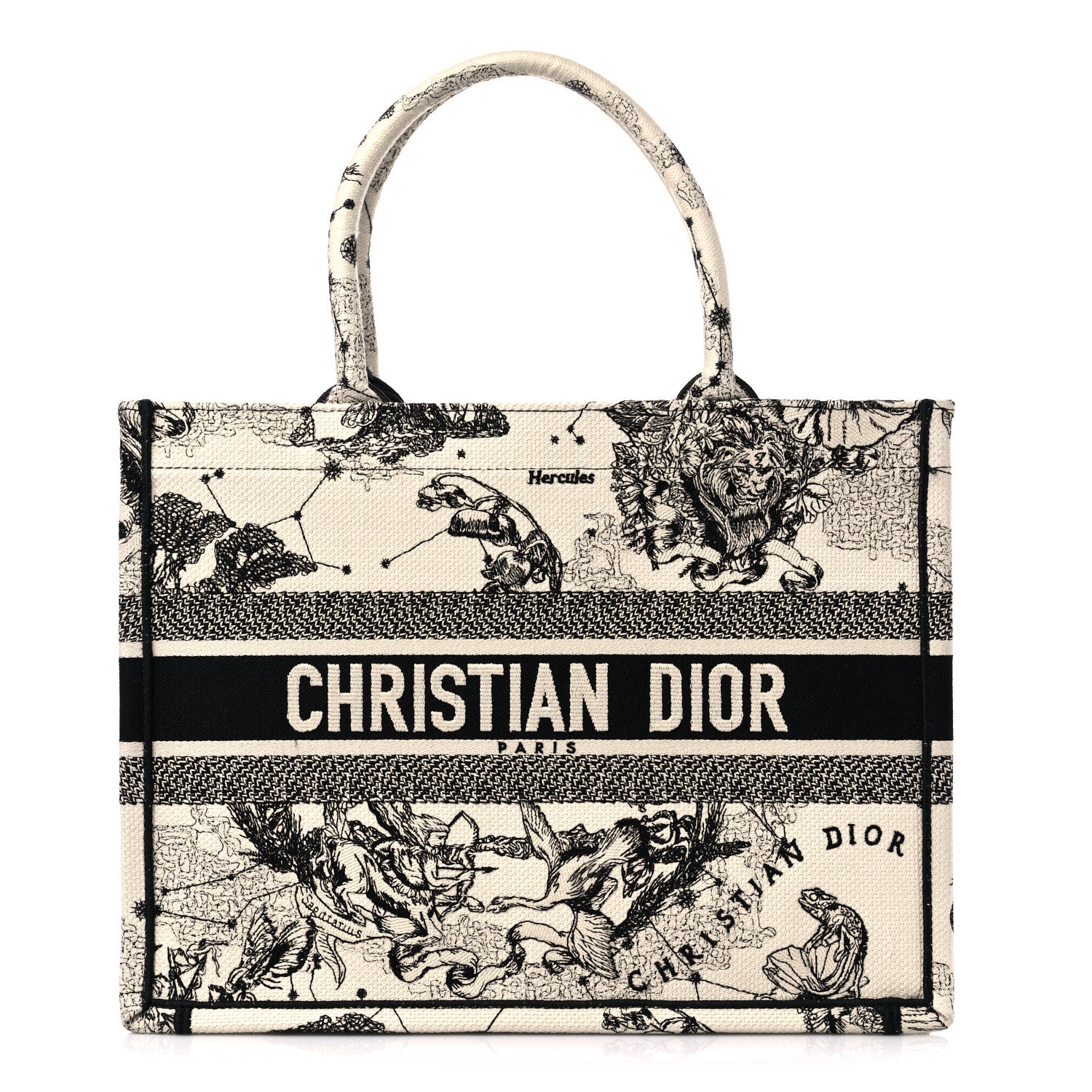 Christian Dior Canvas Zodiac Toile De Jouy Embroidered Medium Book Tote Latte 1 of 10