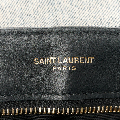 Saint Laurent Denim Y Quilted Monogram Toy Loulou Crossbody Bag Grey 7 of 11