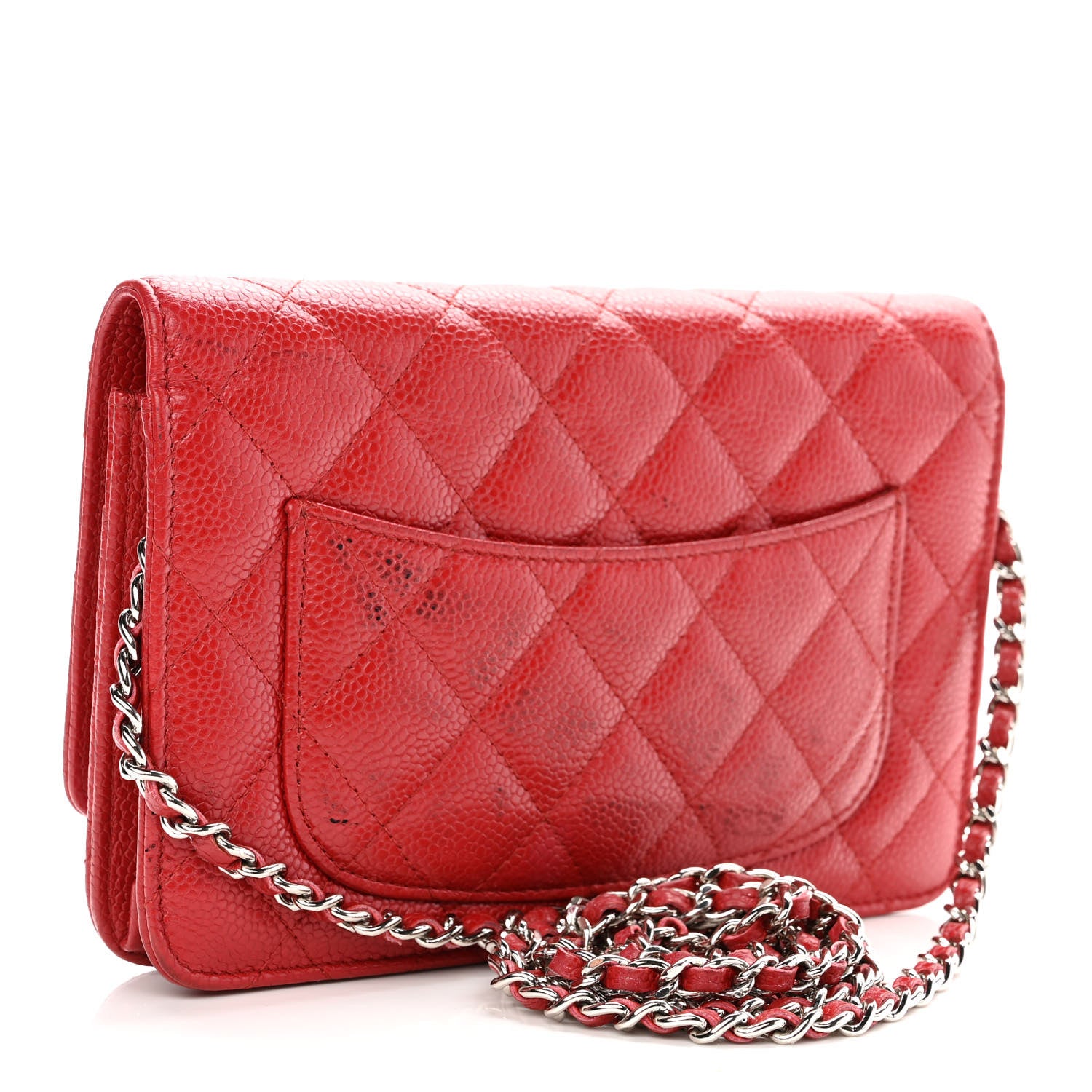 Chanel Caviar Quilted Wallet On Chain WOC Dark Red 3 of 13