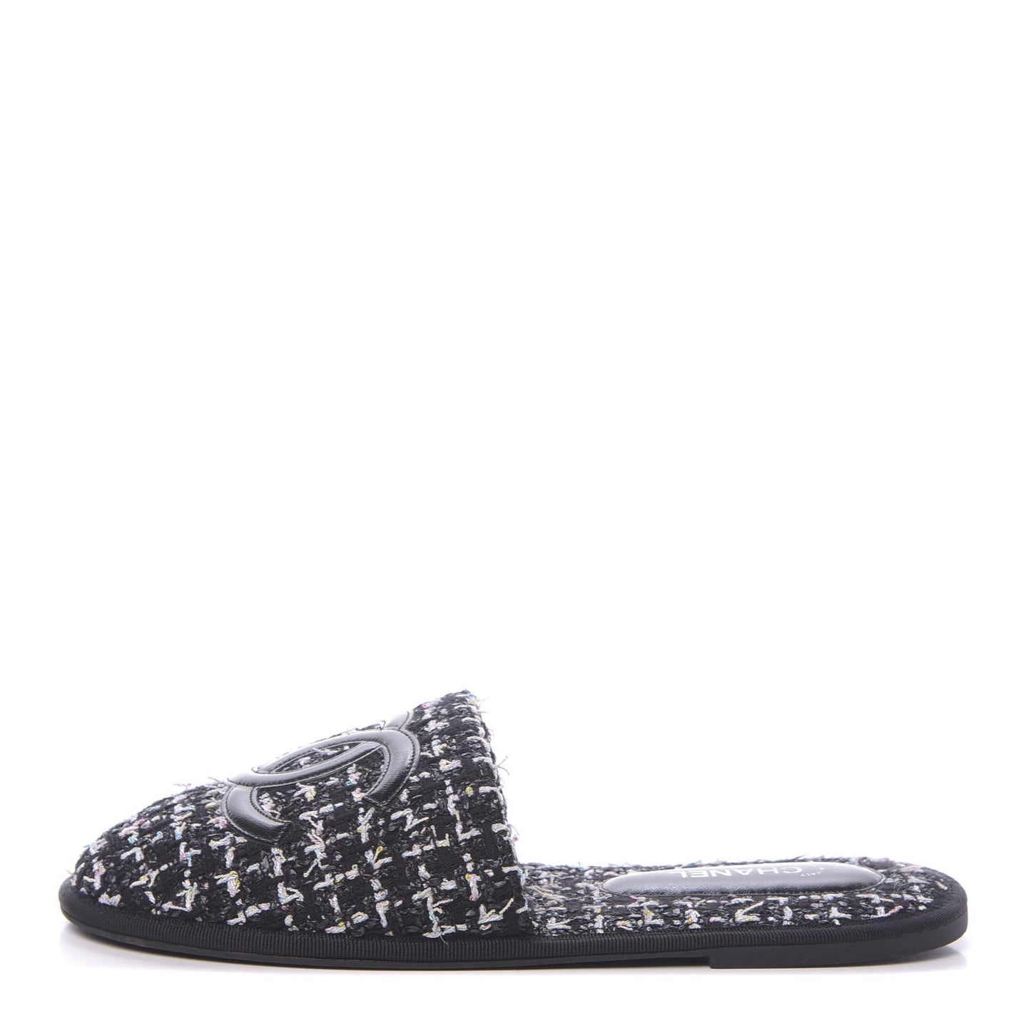 Tweed CC Flat Mules M Black