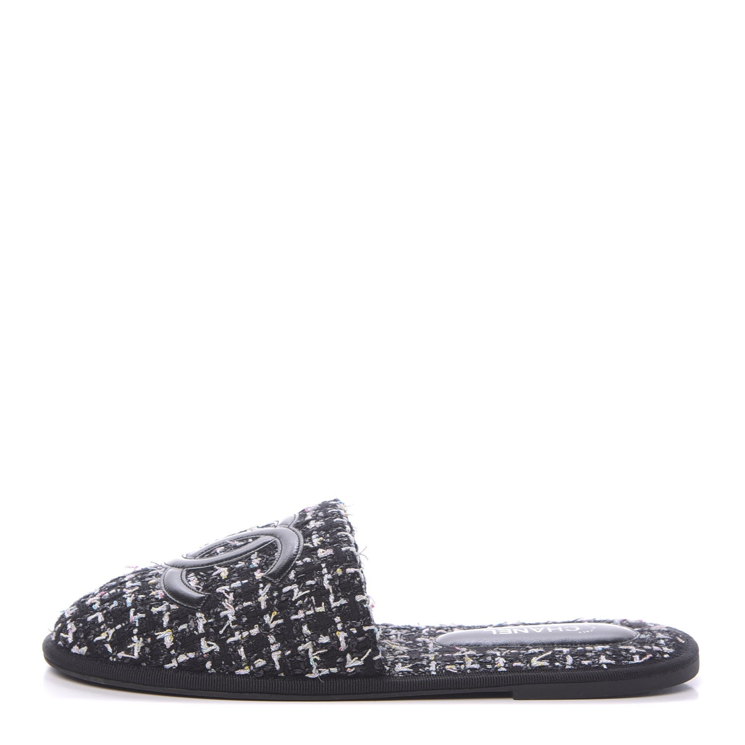 Chanel Tweed CC Flat Mules M Black 1 of 9