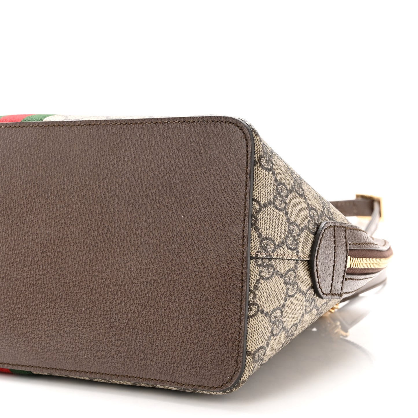 GG Supreme Monogram Web Medium Ophidia Top Handle Dome Bag Brown