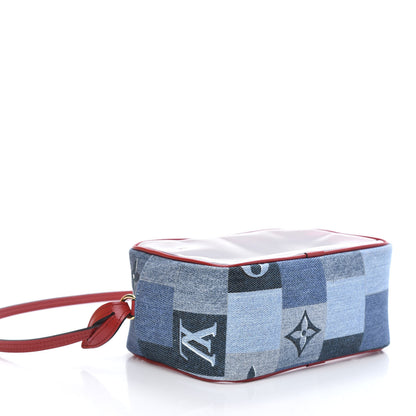 Louis Vuitton Denim Damier Monogram Patchwork PVC Beach Pouch Blue Rouge 4 of 12