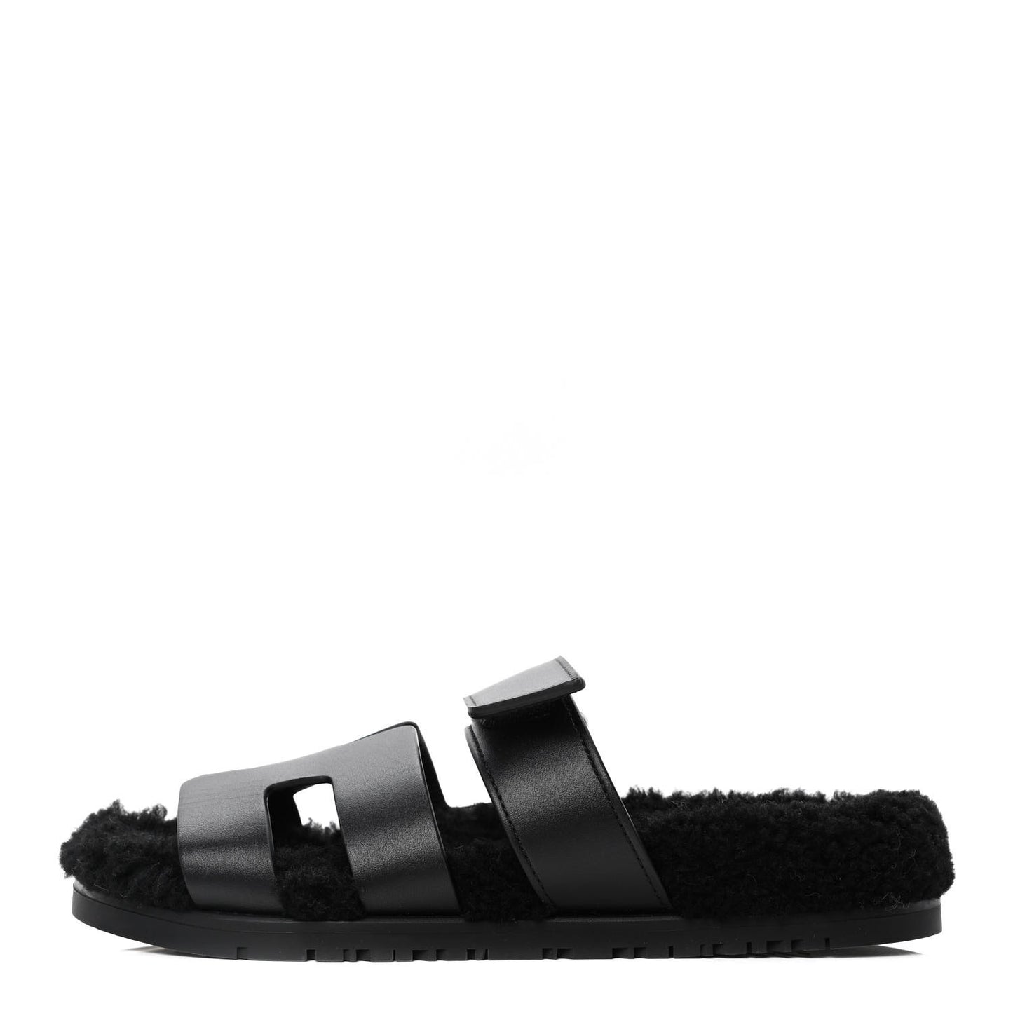 Calfskin Woolskin Womens Chypre Sandals 37 Black