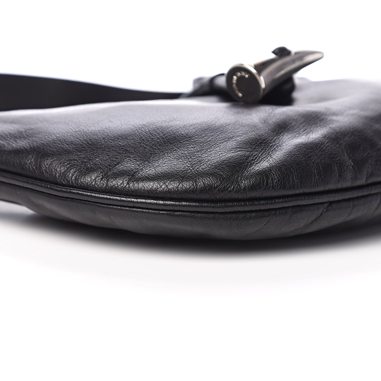 Smooth Calfskin Haymarket Check Horn Shoulder Bag Black