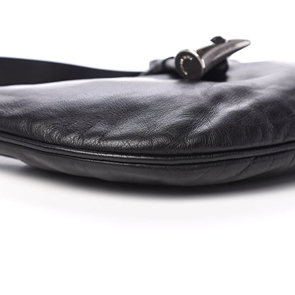 Burberry Smooth Calfskin Haymarket Check Horn Shoulder Bag Black 8 of 10
