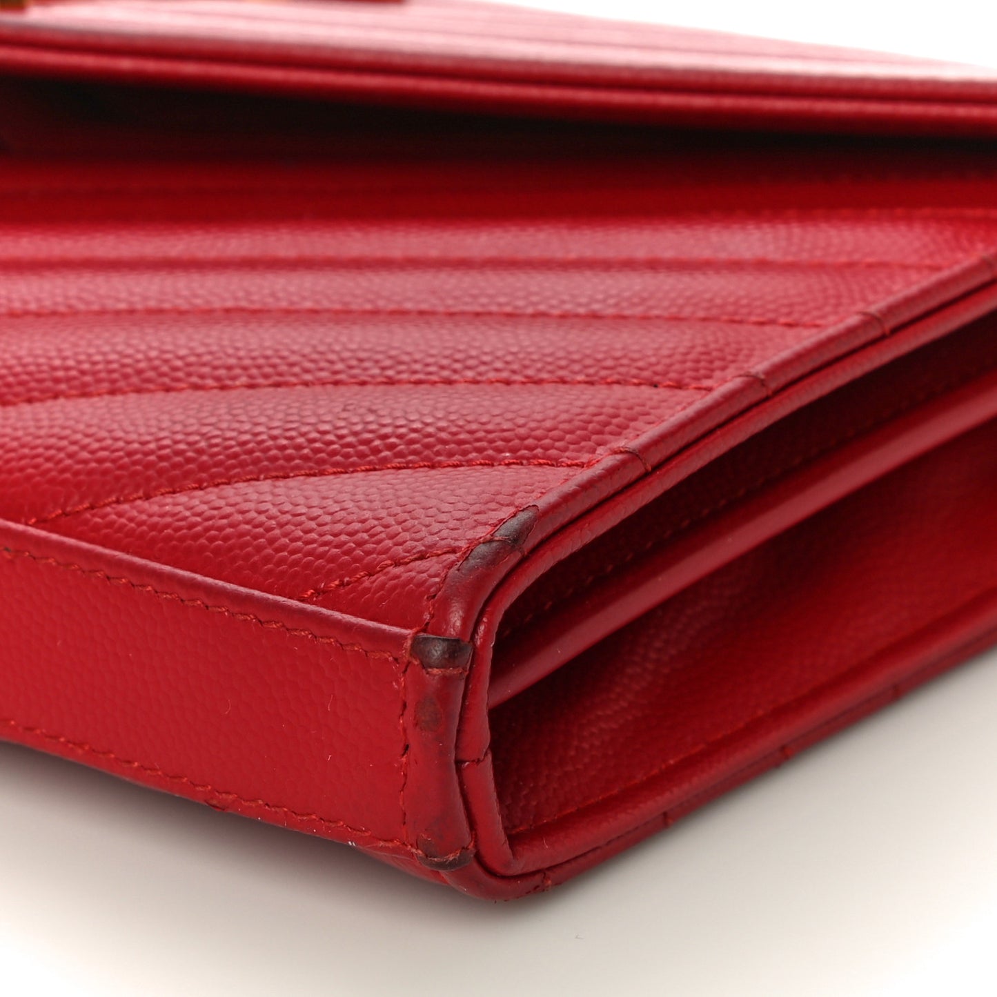 Grain De Poudre Matelasse Chevron Monogram Chain Wallet New Red