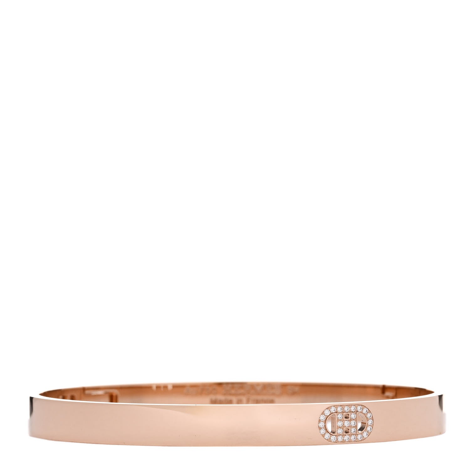 Hermes 18K Rose Gold Diamond PM H D'Ancre Bracelet SH 1 of 4