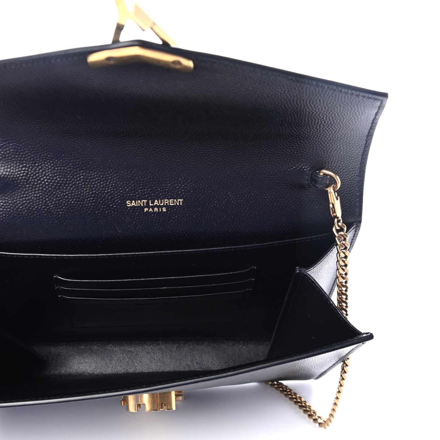 Saint Laurent Grain De Poudre Monogram Cassandra Chain Wallet Black 4 of 4