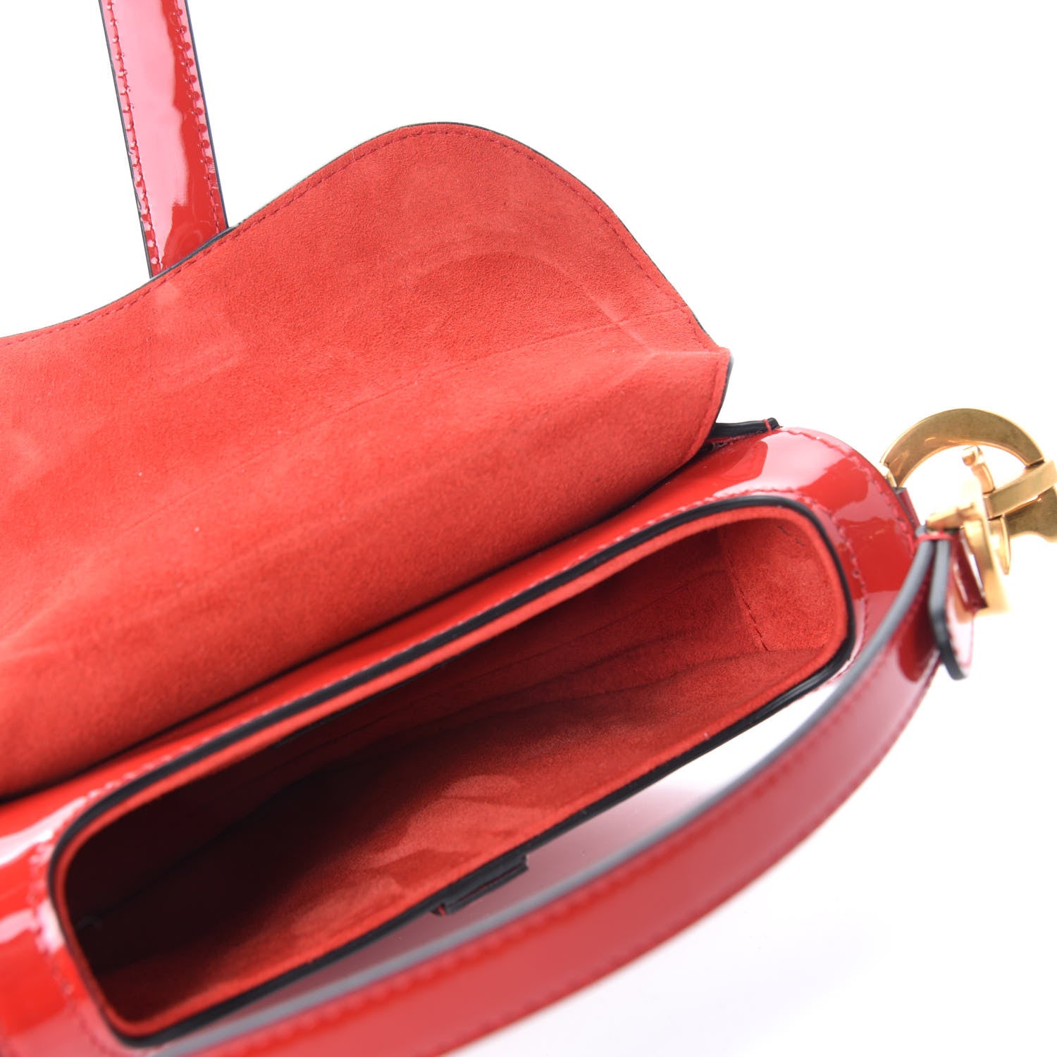 Christian Dior Patent Mini Saddle Bag Red 5 of 10