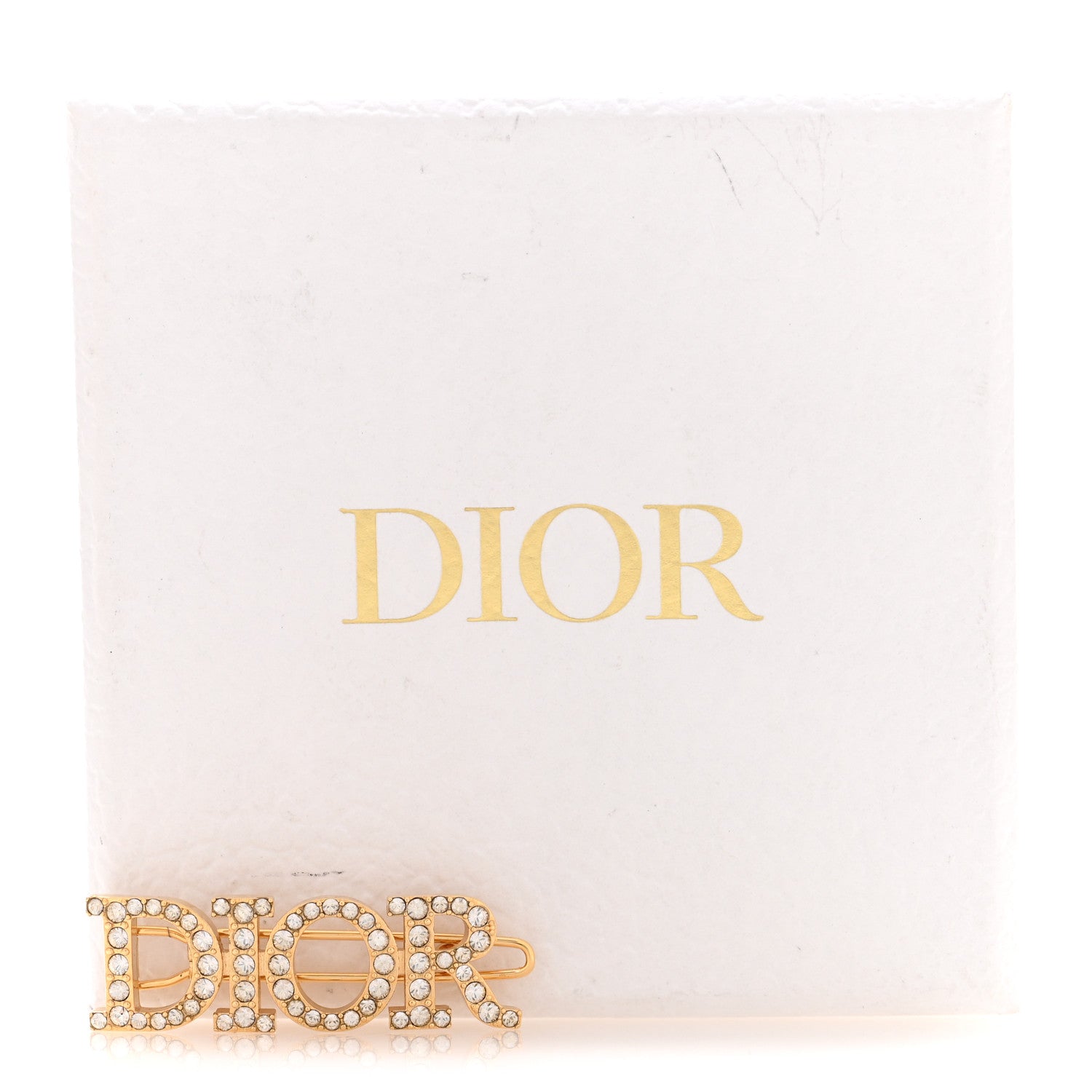 Christian Dior Crystal Dior Logo Barrette Gold 3 of 3
