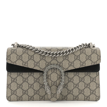 Gucci GG Supreme Monogram Suede Crystal Small Dionysus Shoulder Bag Beige Ebony Black 1 of 12