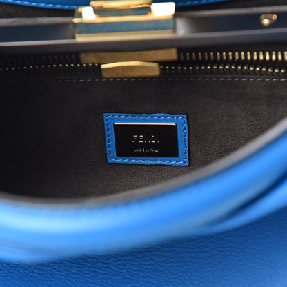 Fendi Vitello Seta Medium Peekaboo Iconic Satchel Blue Royal 10 of 10