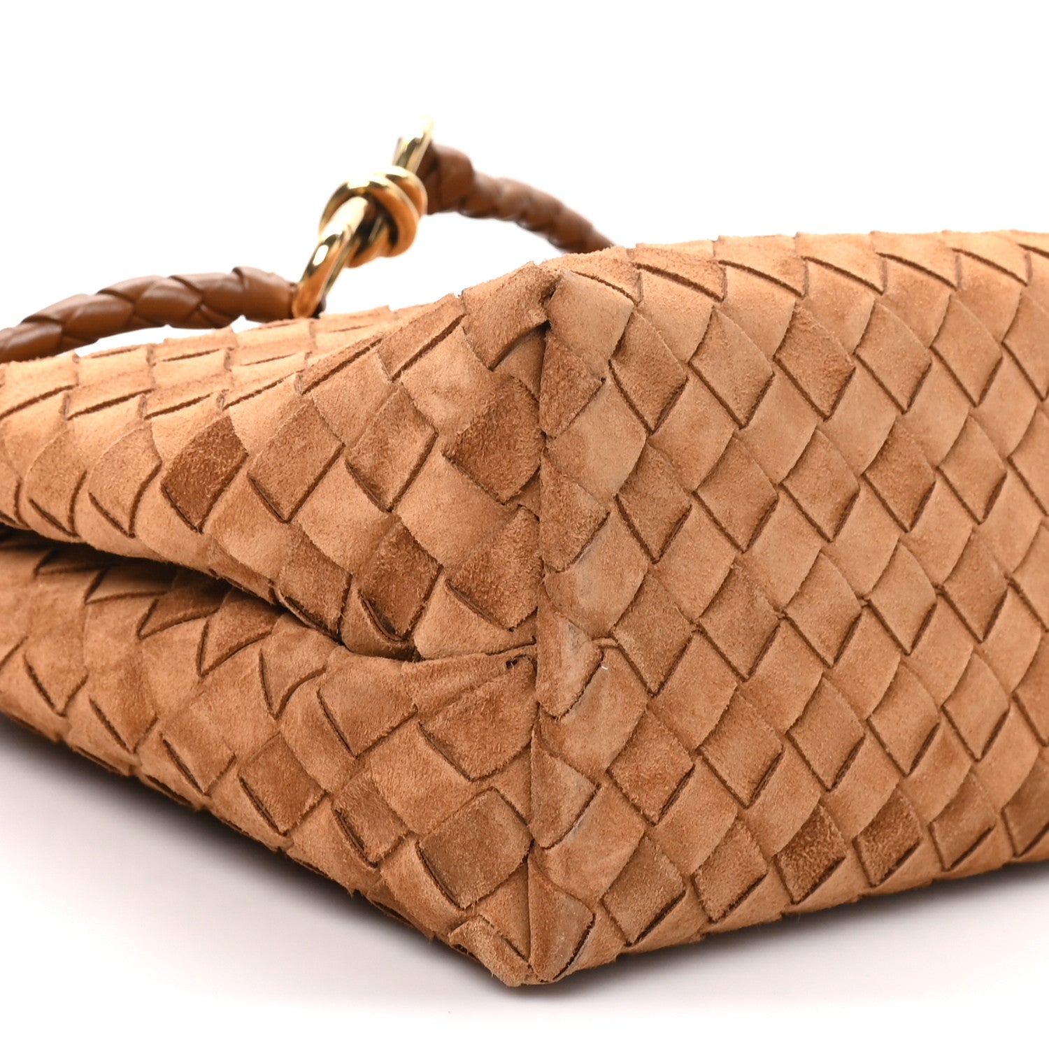 Bottega Veneta Suede Shearling Intrecciato Medium Andiamo Shoulder Bag Amber 8 of 9