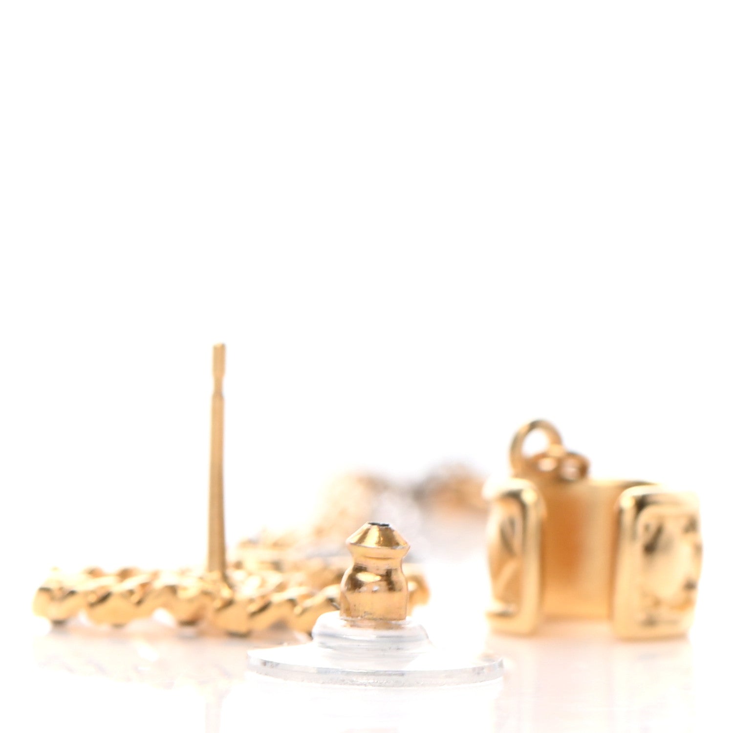 Chanel Crystal CC Chain Cuff Single Earring Gold Silver 3 of 4
