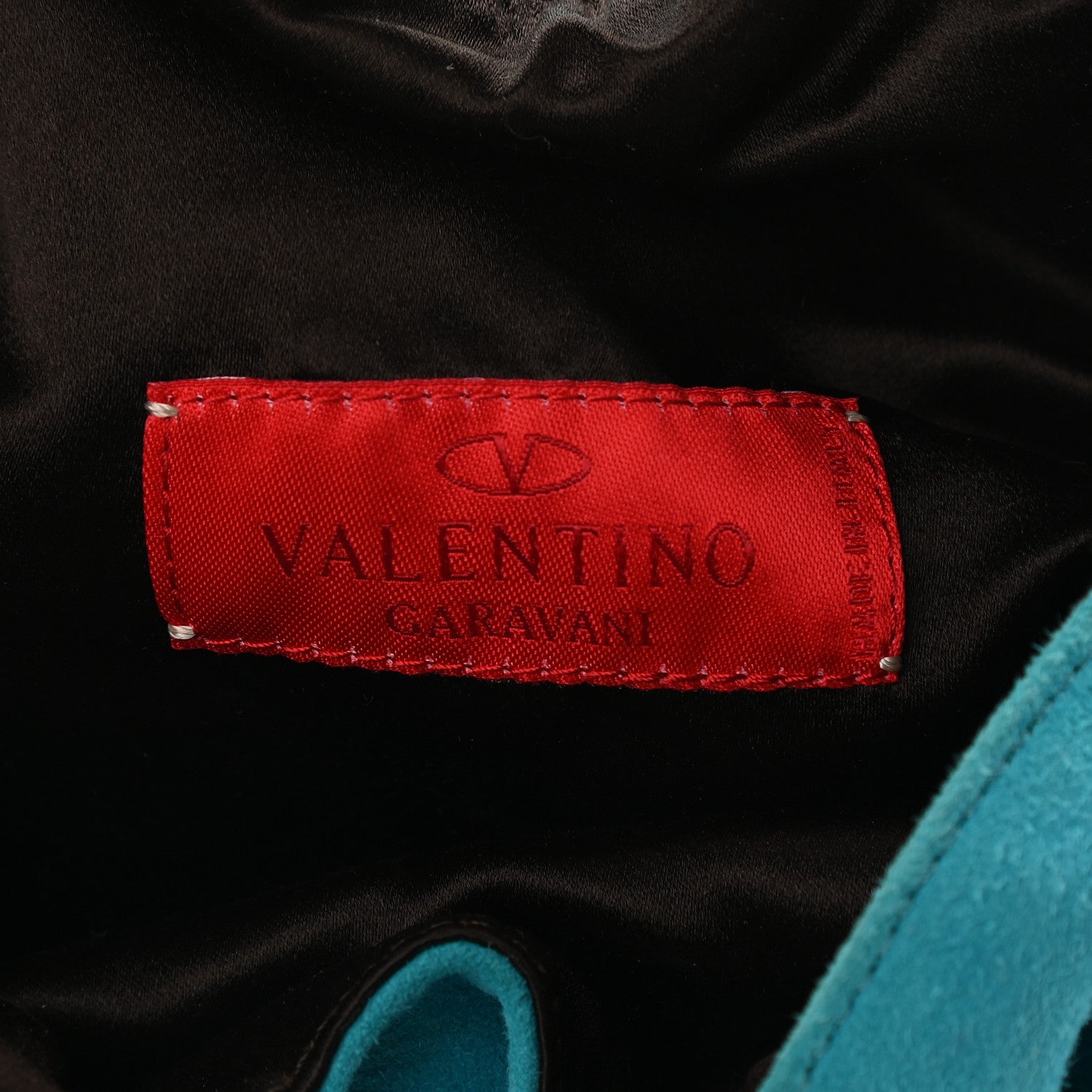 Valentino Garavani Suede Fringe Crystal Snake Ring Evening Bag Turquoise 6 of 9