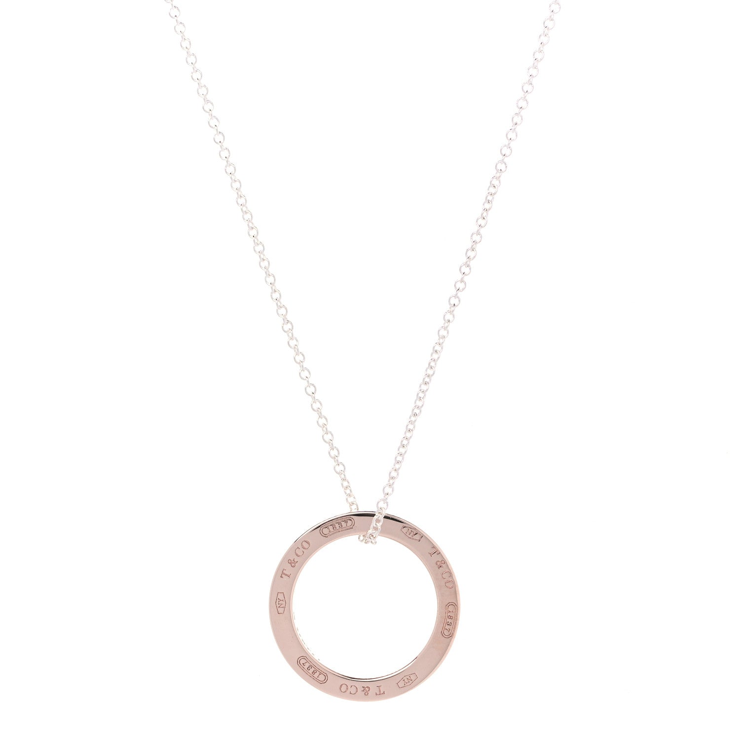 Tiffany Sterling Silver Rubedo 1837 Circle Pendant Necklace 3 of 7