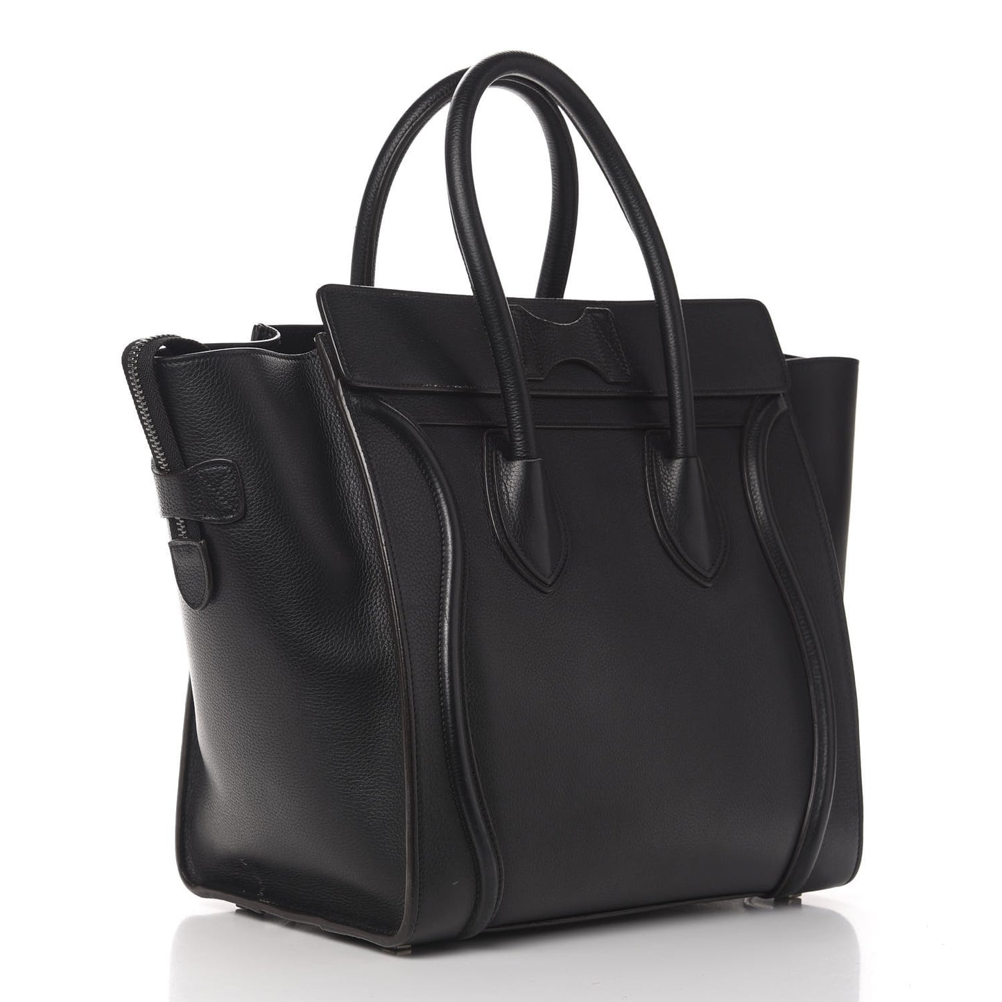 Drummed Calfskin Mini Luggage Black