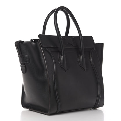 Celine Drummed Calfskin Mini Luggage Black 3 of 13