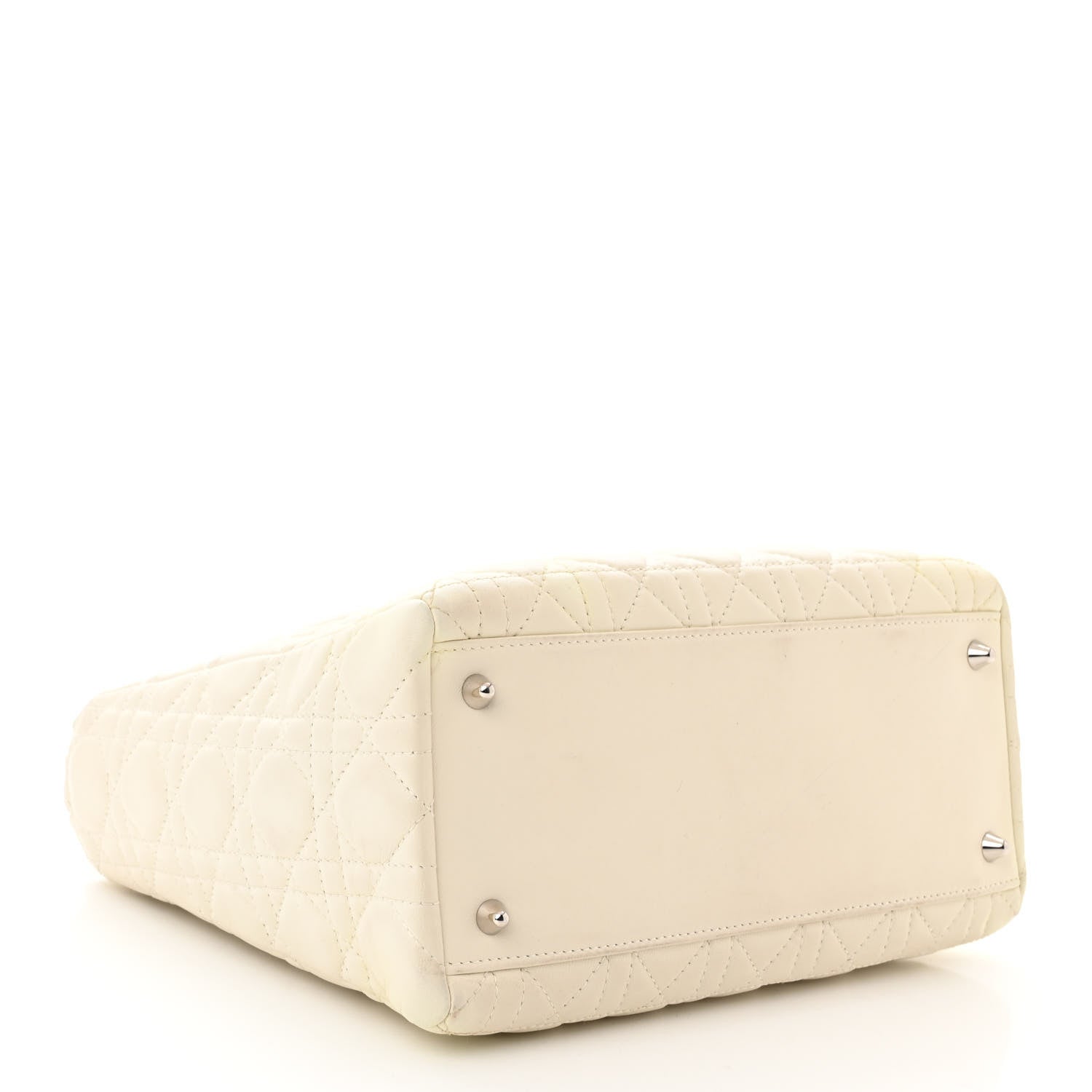 Christian Dior Lambskin Cannage Ruffle Trim Medium Lady Dior Off White 4 of 14