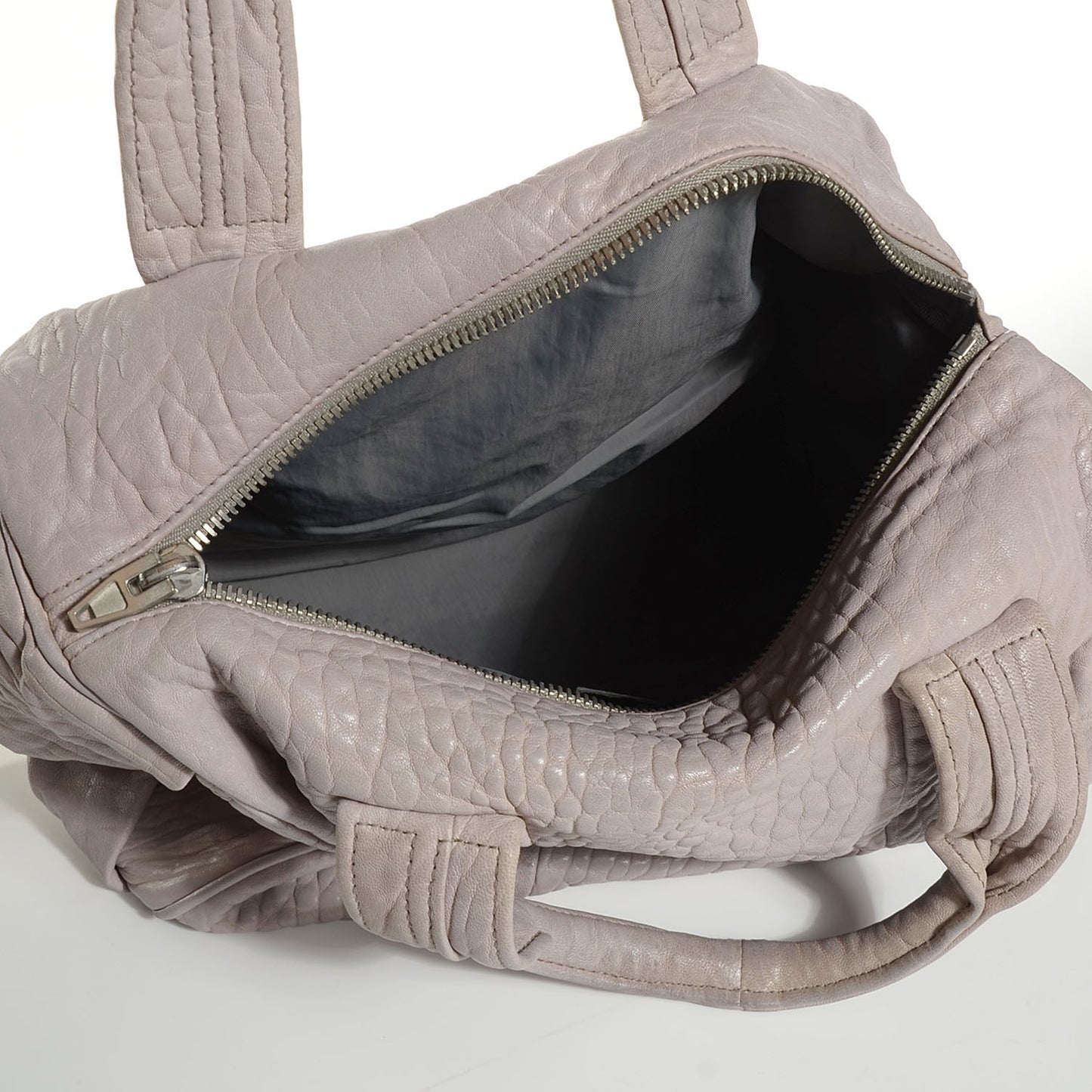 Pebbled Lambskin Rocco Grey Silver Hardware