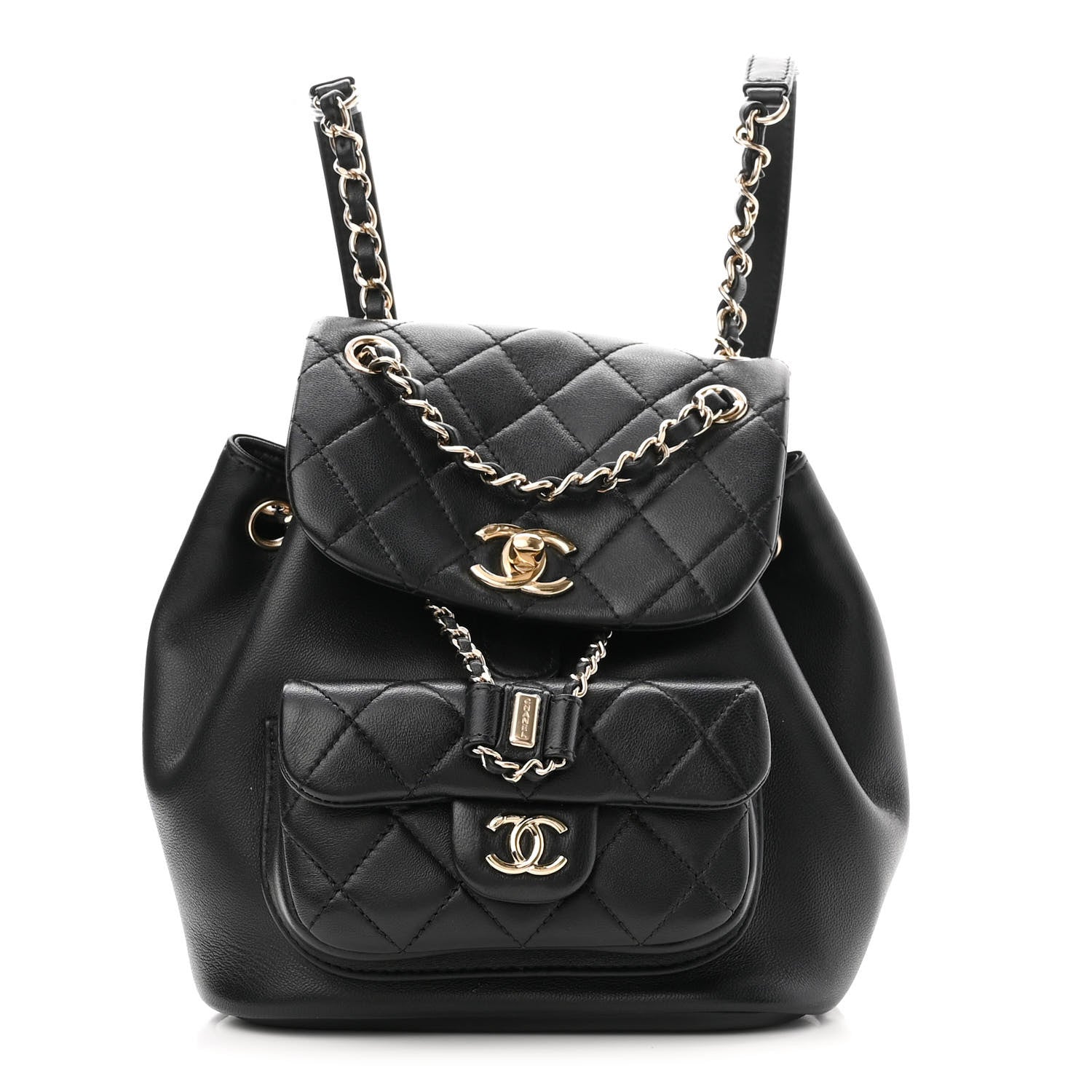 Chanel Lambskin Quilted Small Duma Drawstring Backpack Black 1 of 11
