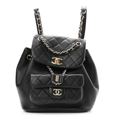 Chanel Lambskin Quilted Small Duma Drawstring Backpack Black 1 of 11