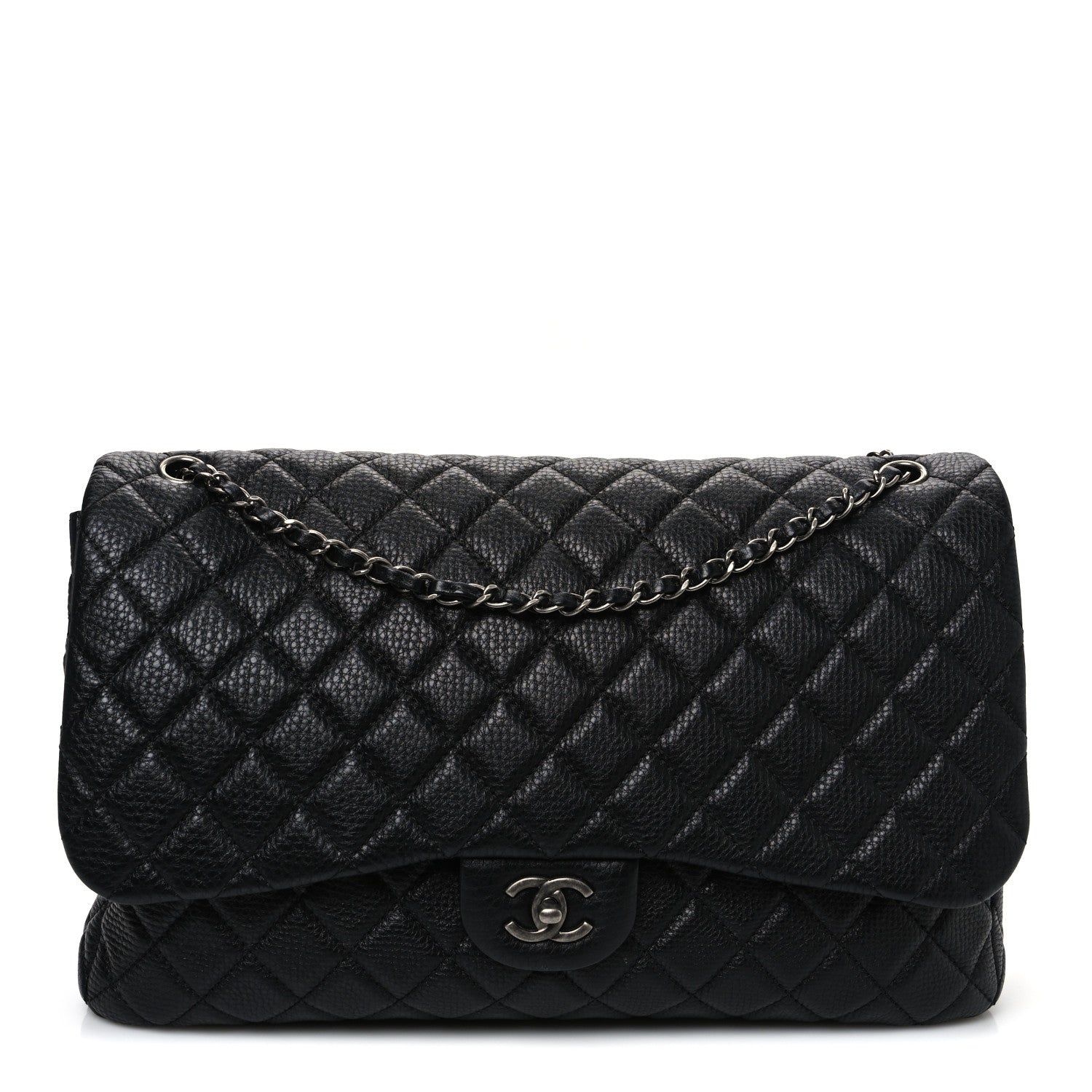 Chanel Grained Calfskin Quilted Small XXL Travel Flap Bag Black 1 of 11