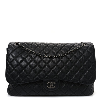 Chanel Grained Calfskin Quilted Small XXL Travel Flap Bag Black 1 of 11