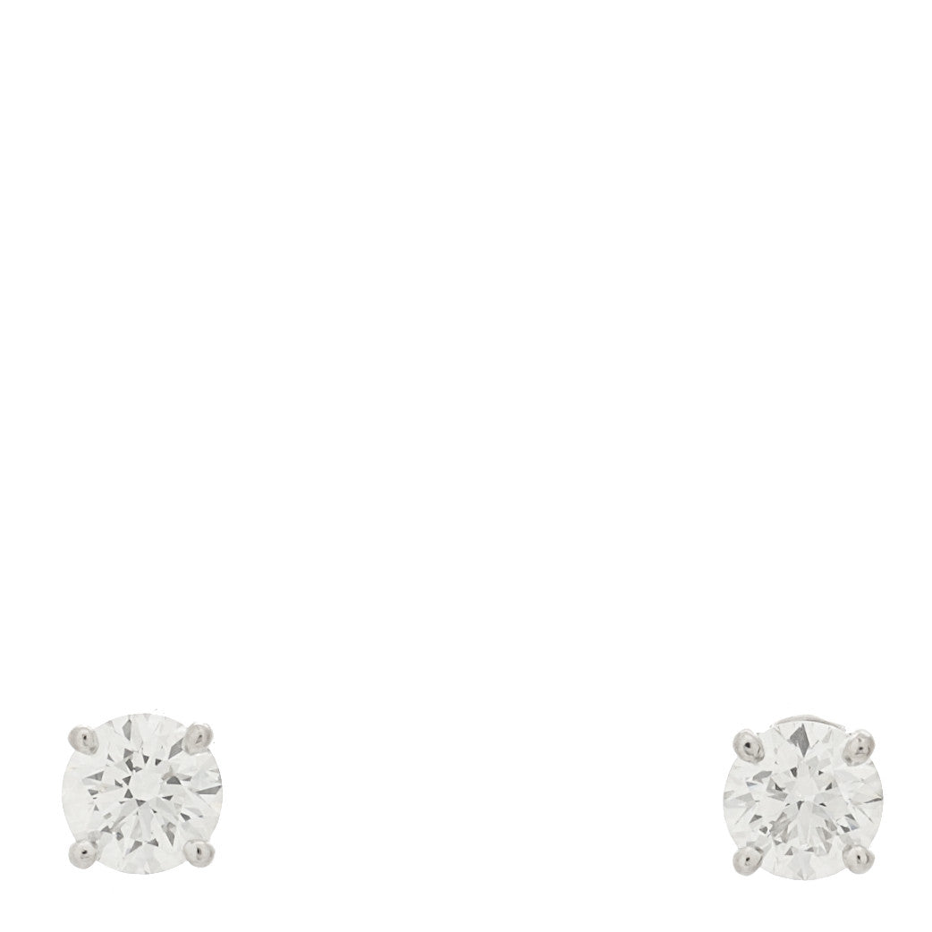 Platinum Diamond .94ctw Round Solitaire Earrings