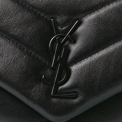 Saint Laurent Calfskin Y Quilted Monogram Monochrome Toy Loulou Crossbody Bag Black 9 of 12